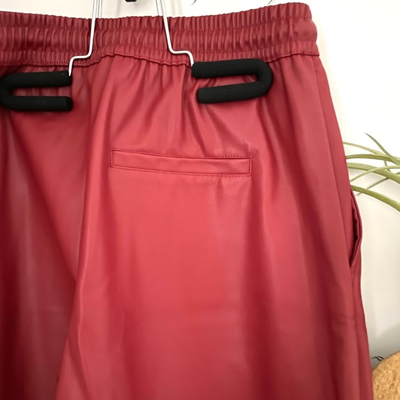 Zara red faux leather joggers - Picture 3 of 9